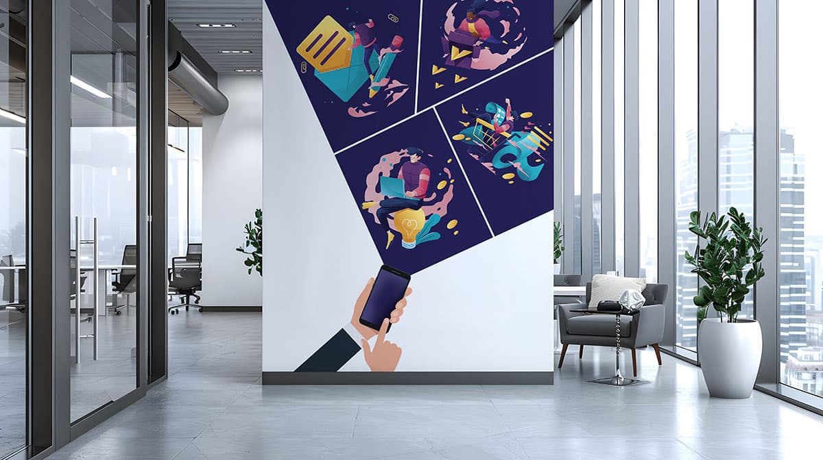 The Secret to Productivity Corporate Wallpaper Mural, Customized shown in a room