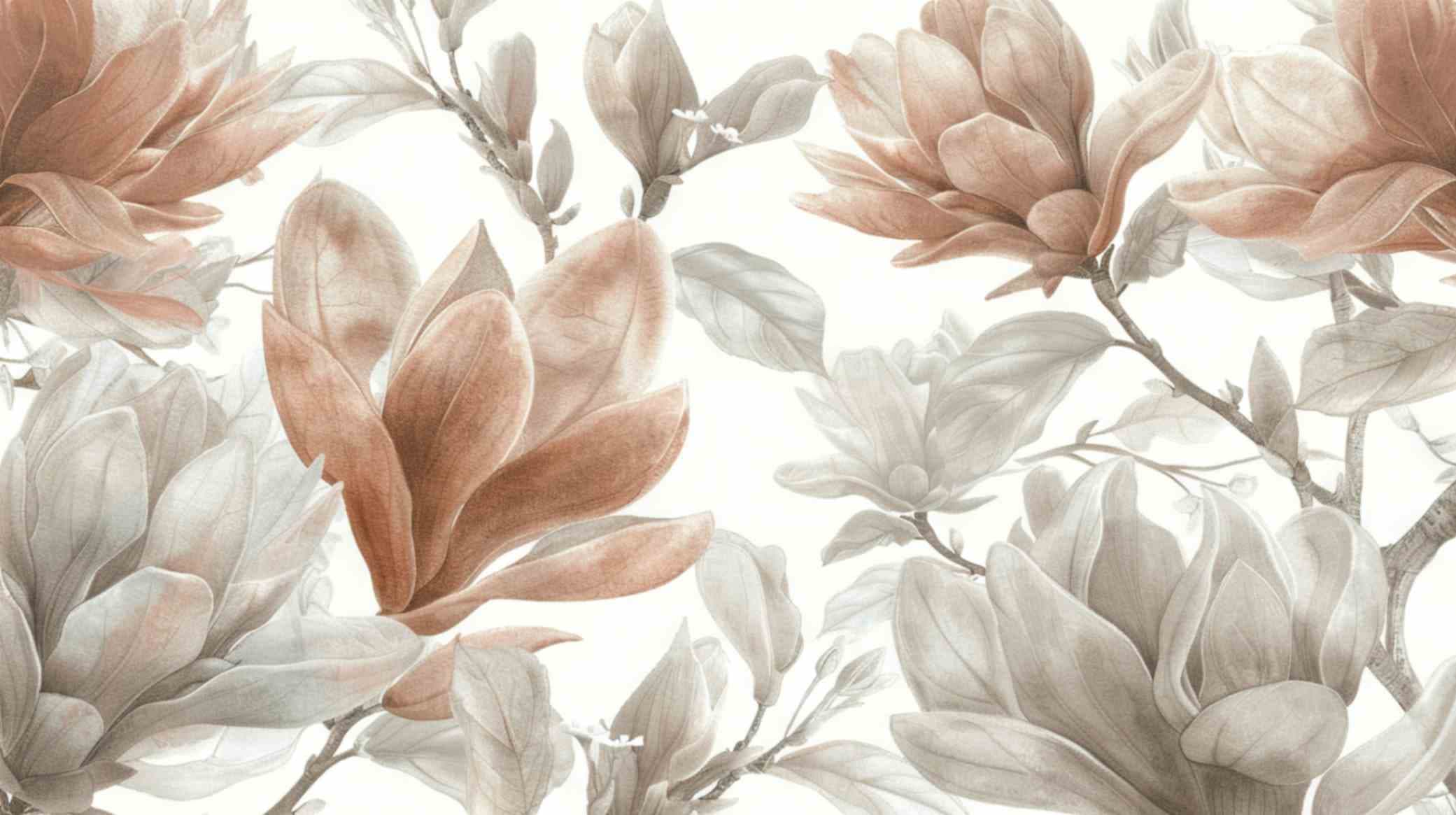 Vintage Wallpaper Mural of Lily Flowers pattern detail