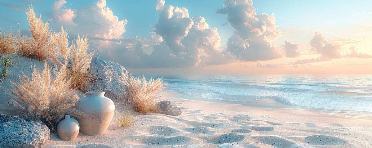 Serene Scenery of A Beach Mural Wallpaper pattern detail