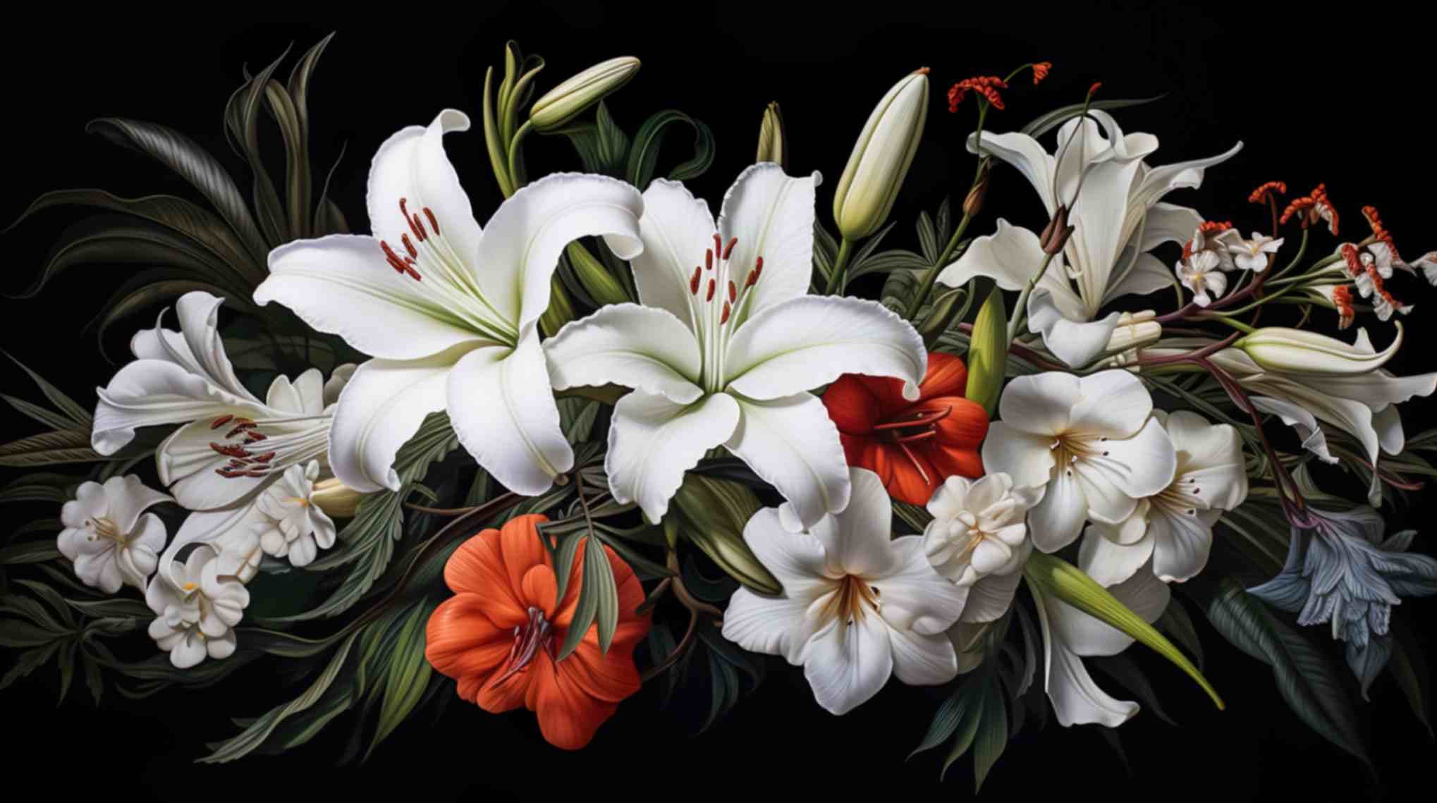 Royal Lilies Wallpaper Mural pattern detail