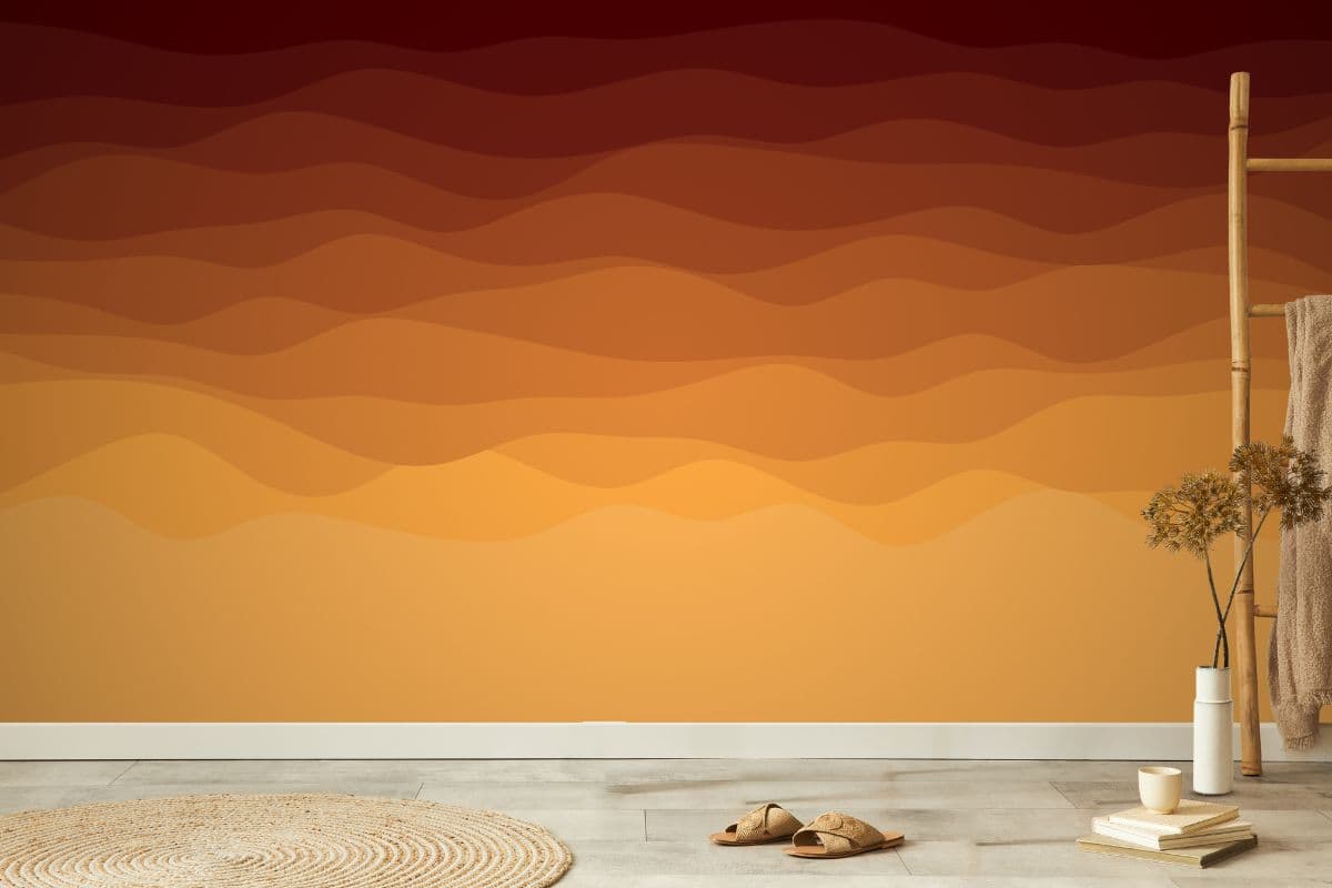 Terracotta Dessert Dunes Wallpaper Mural shown in a room