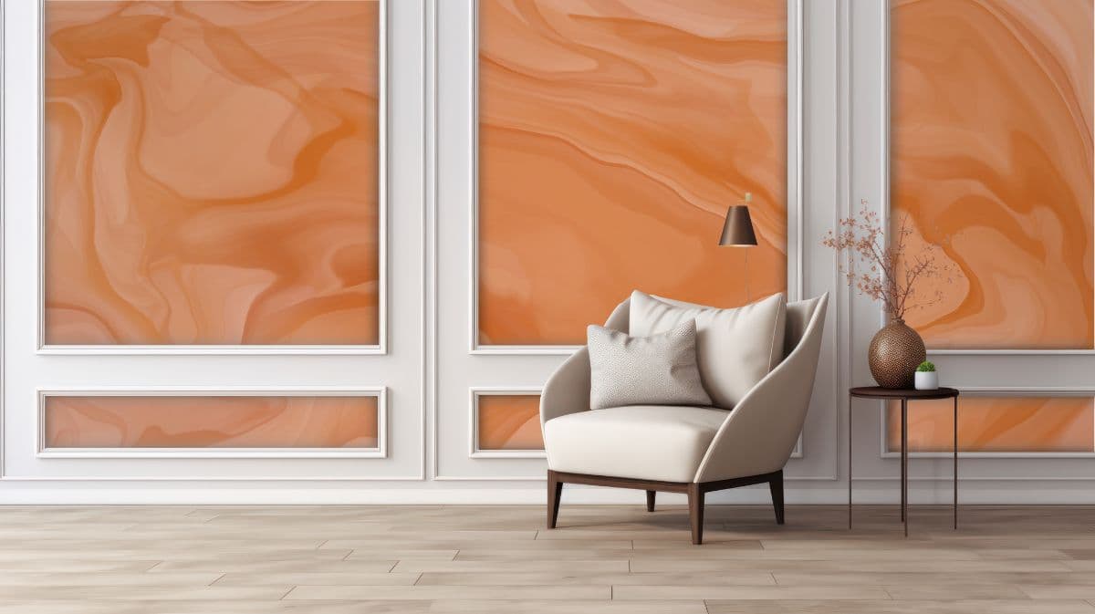 Terracotta Texture Marble Wallpaper Mural shown in a room