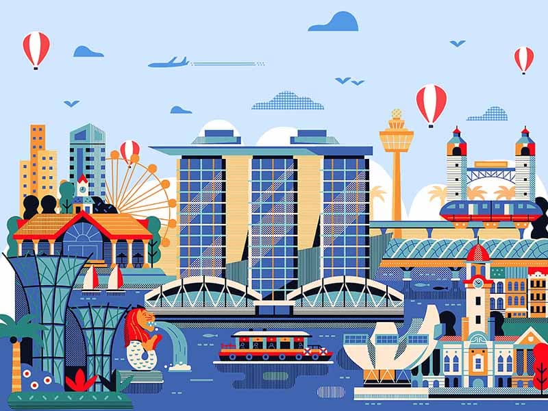 Singapore Theme Wallpaper Mural for Office, Customized pattern detail