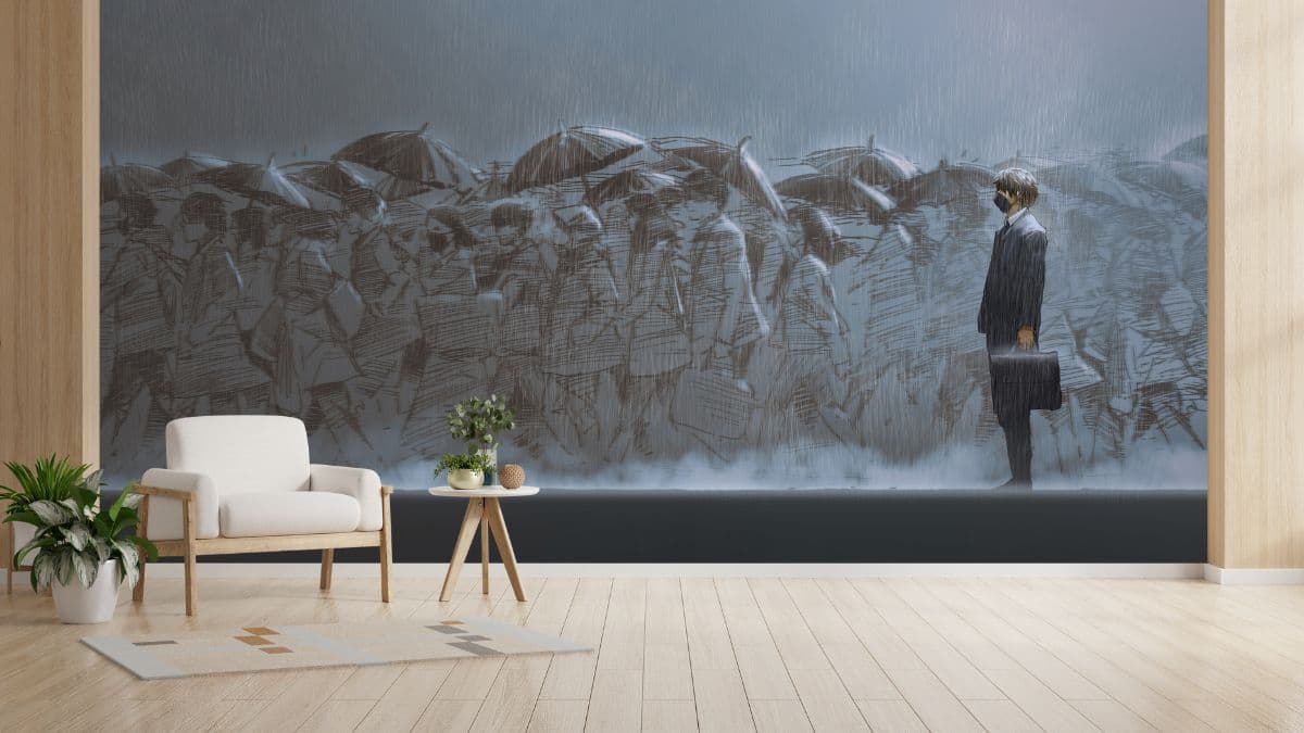 The Rain of Life Wallpaper Mural shown in a room