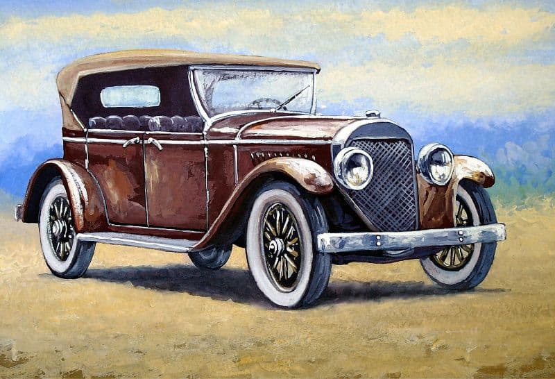 Vintage Car Painting Wallpaper Mural pattern detail