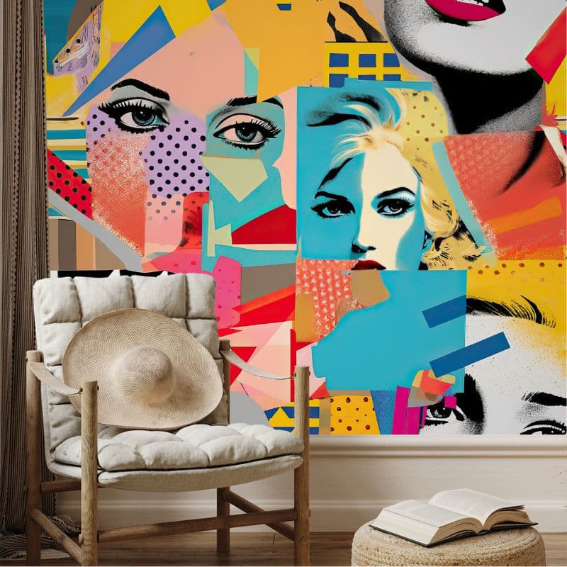 Pop Portrait Fusion Wallpaper for Walls shown in a room