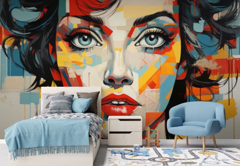 Pop Culture Wallpaper Mural for Walls shown in a room