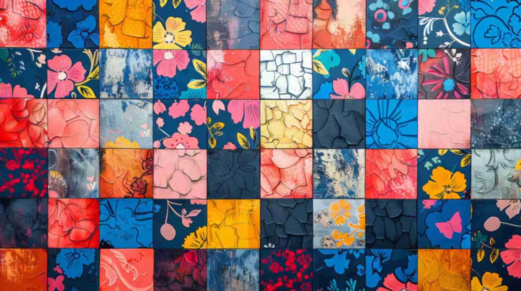 Pop Art Tiles Wallpaper Mural pattern detail