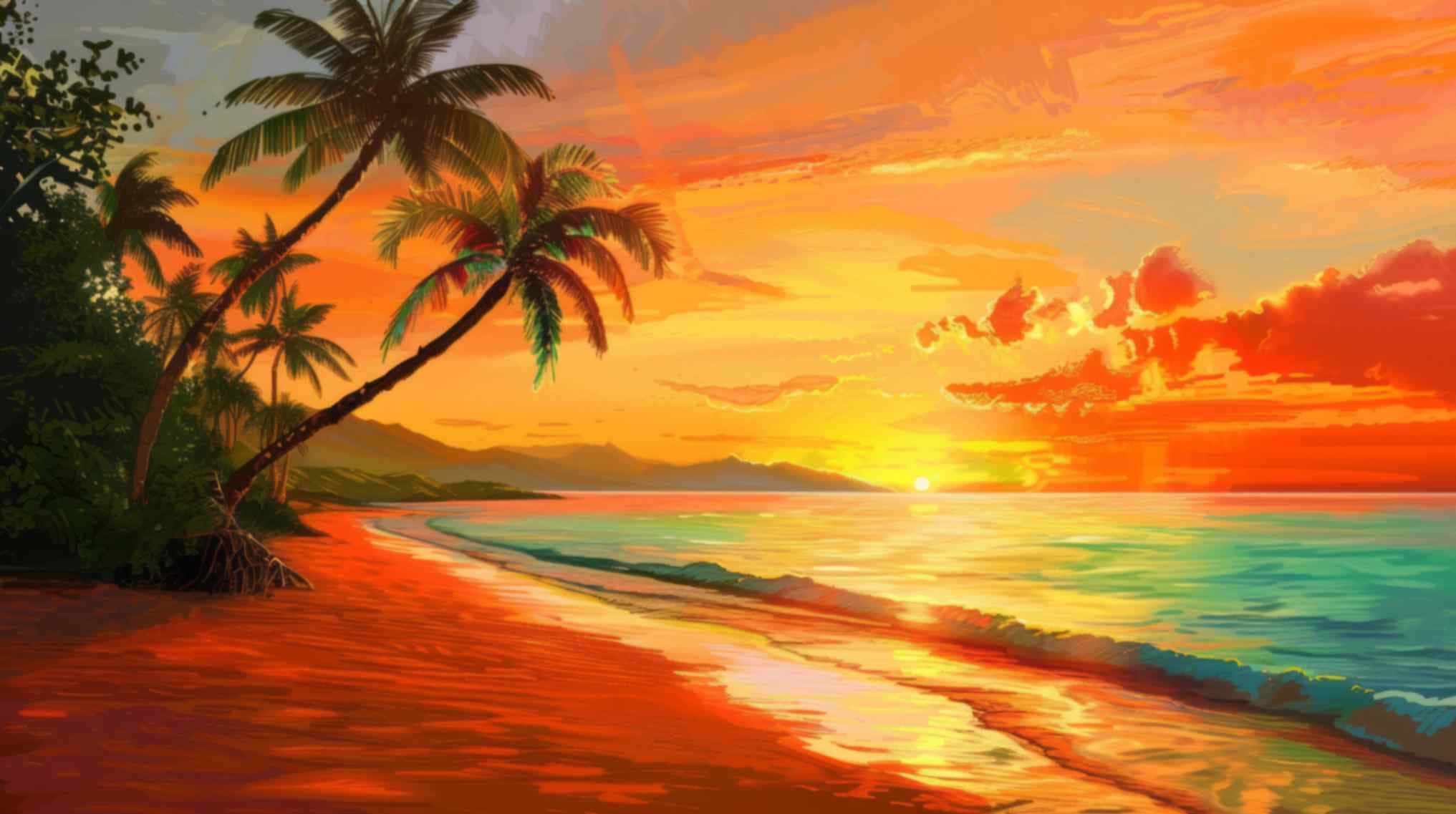 Beachside Splendor Pop Art Wallpaper Mural pattern detail