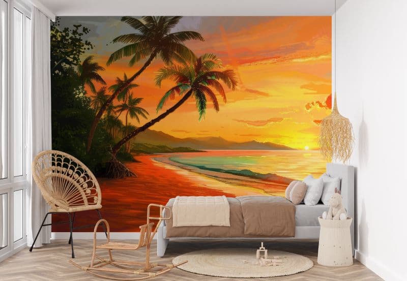 Beachside Splendor Pop Art Wallpaper Mural shown in a room