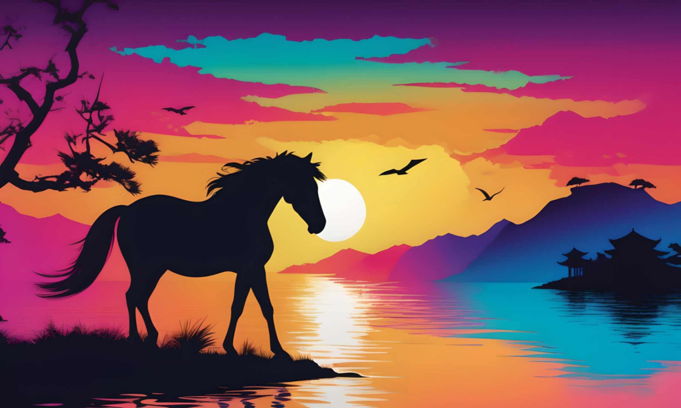 Majestic Dusk Pop Art Wallpaper Mural pattern detail