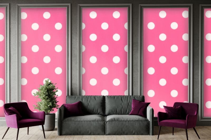 Pink Polka Dots Wallpaper for Wall shown in a room