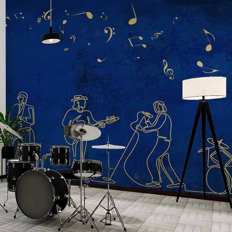 The Acoustic Voyage Musical Mural Wallpaper, Customized shown in a room