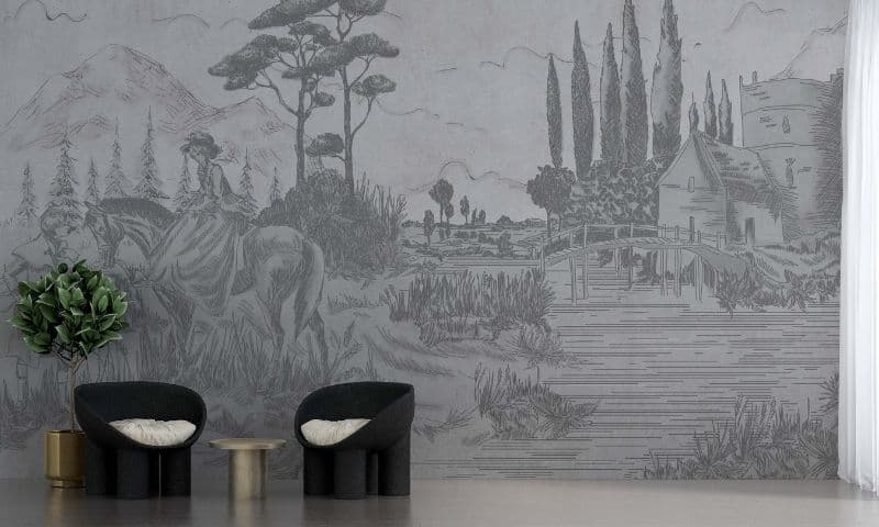 Echoes of the Countryside Mural Wallpaper, Customized shown in a room