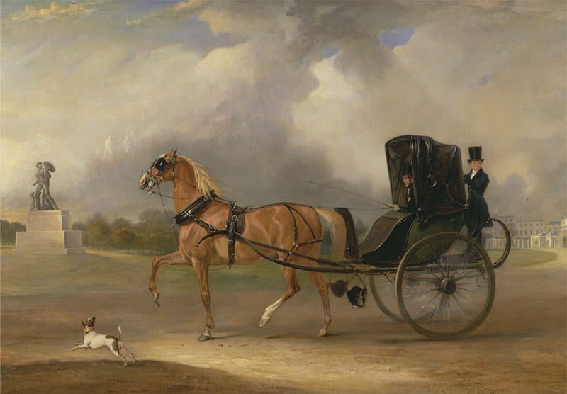 British Era Cabriolet Painting Mural Wallpaper pattern detail