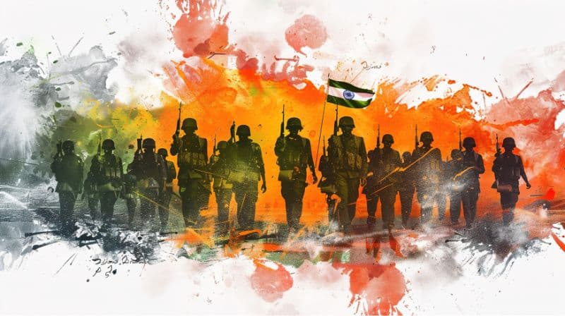 Indian Soldiers Abstract Wallpaper Mural pattern detail