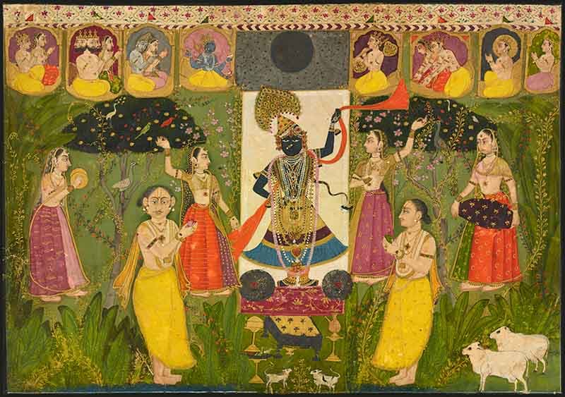 Shrinathji Painting Wallpaper Mural pattern detail