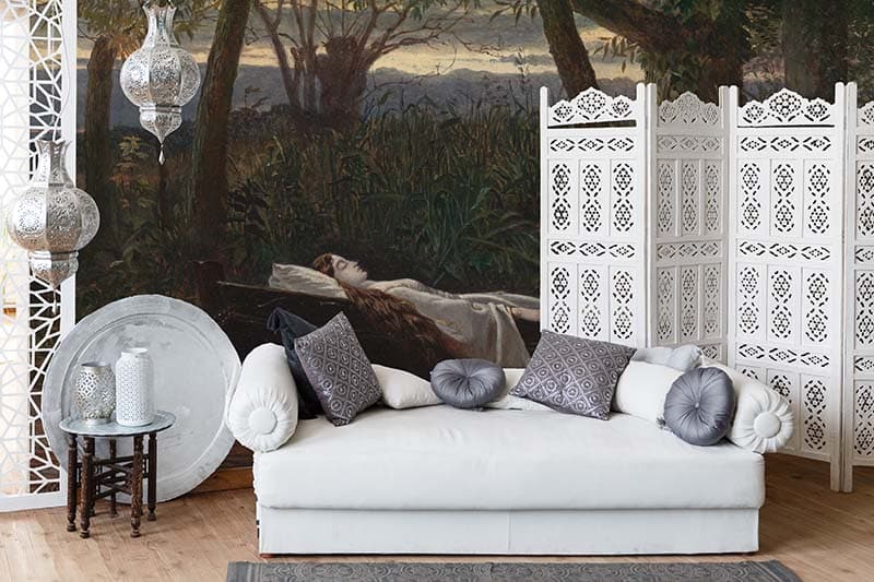 The Lady of Shalott Painting Wallpaper shown in a room