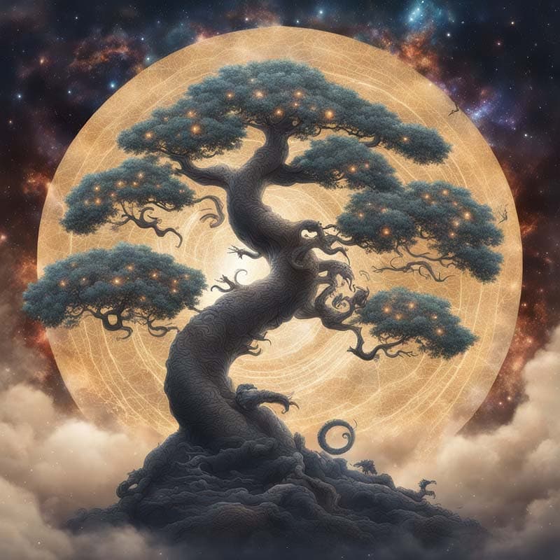 Japanese Bodhi Tree Wallpaper Mural pattern detail