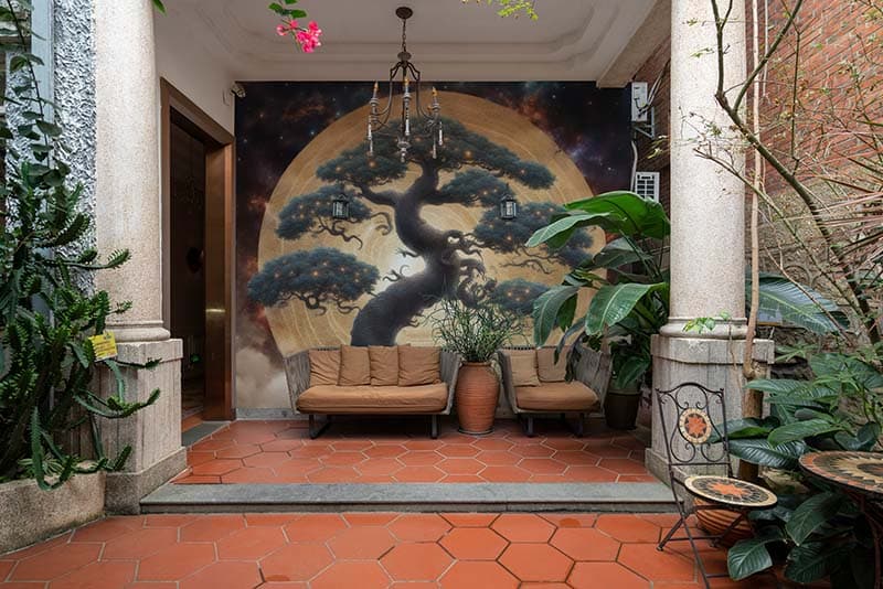 Japanese Bodhi Tree Wallpaper Mural shown in a room
