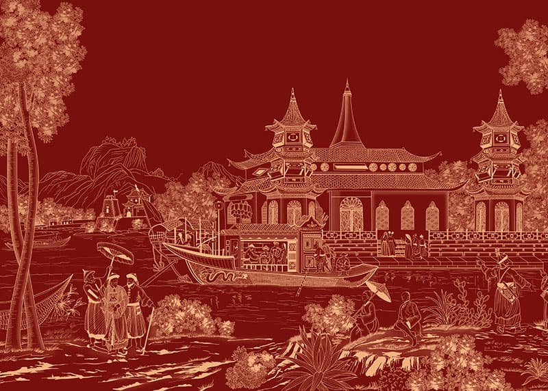 Chitram - The Asian Chinoiserie Wallpaper Mural, Customized pattern detail
