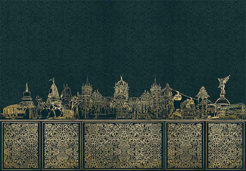 Majestic Hindustan Wallpaper Mural, Customized pattern detail