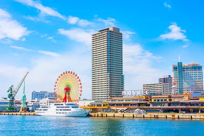 Scenic Kobe Harborland Cityscape Wall Art Wallpaper pattern detail