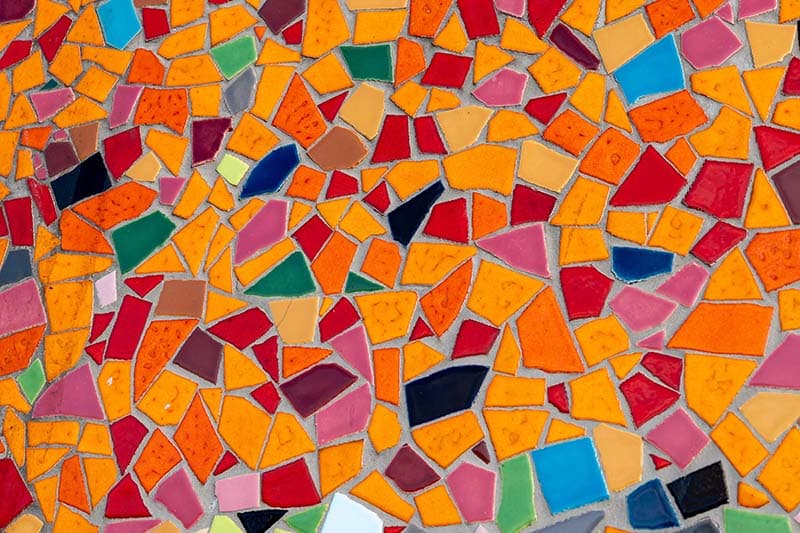 Multicolored Mosaic Tiles on A Wall pattern detail