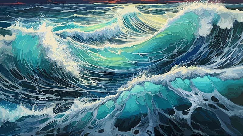 Sagar, Raging Waves of Sea Wallpaper Mural pattern detail