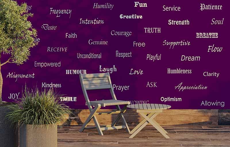 Affirmative Words Wallpaper Mural shown in a room
