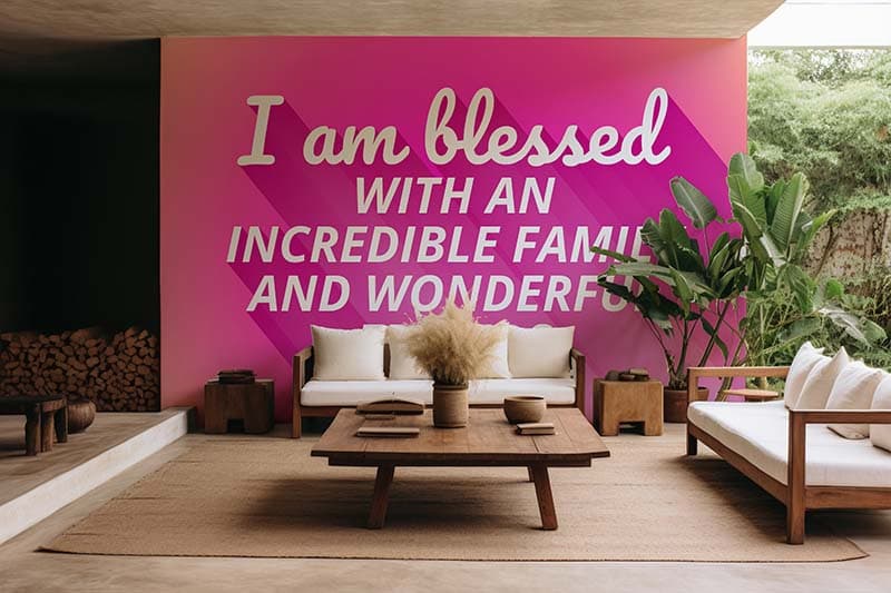 I Am Blessed Wallpaper Mural shown in a room