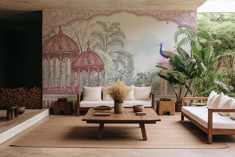 Khayal, Ethnic Indian Style Wallpaper Mural, Customized shown in a room