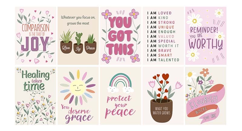 Positive Life Quotes Wall Wallpaper pattern detail