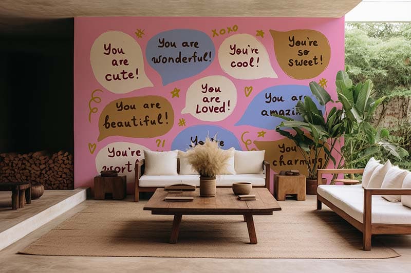 Positive Self-Talk Wall Wallpaper shown in a room