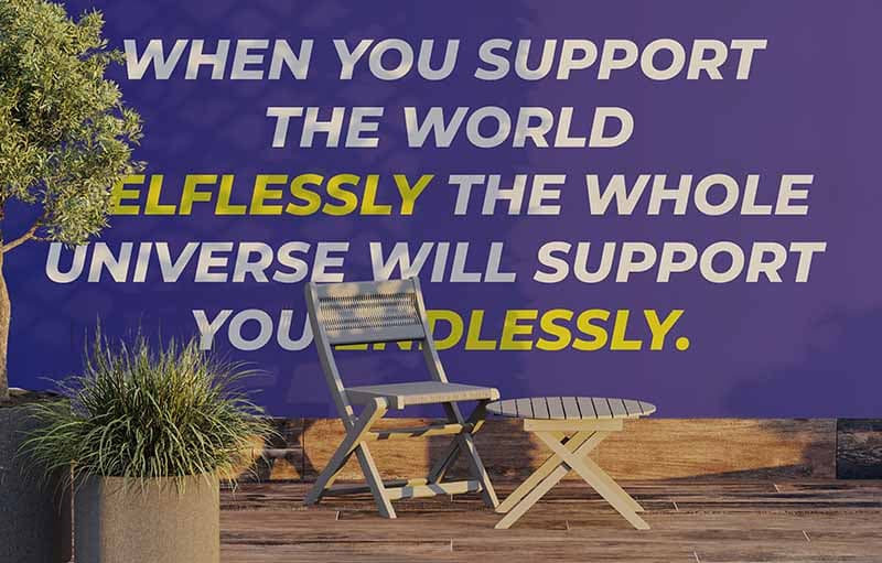 Selfless Universe Quote Wallpaper Mural shown in a room