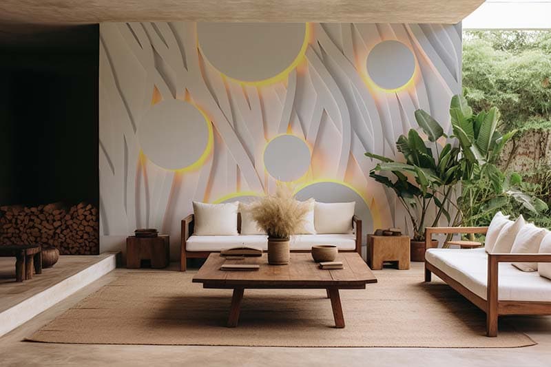 Modern White Gray Matte Pedestal Wallpaper Mural shown in a room