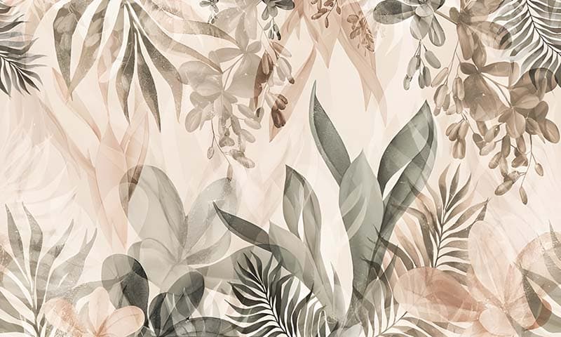 Pattai, Beautiful Subtle Leaves Wallpaper Mural pattern detail