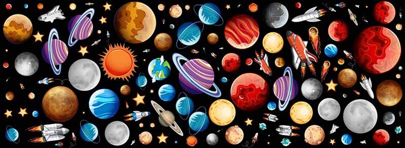 Planets Pattern Mural Wallpaper pattern detail