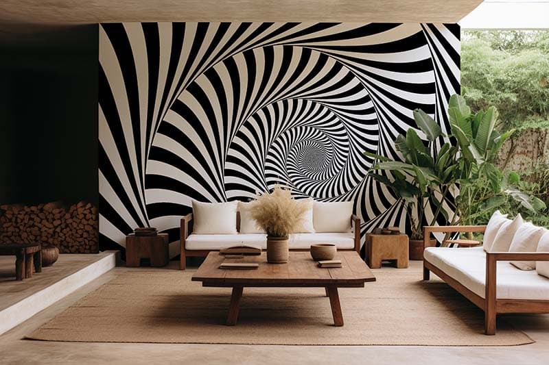 Advent Spiral Illusion Wallpaper Mural shown in a room