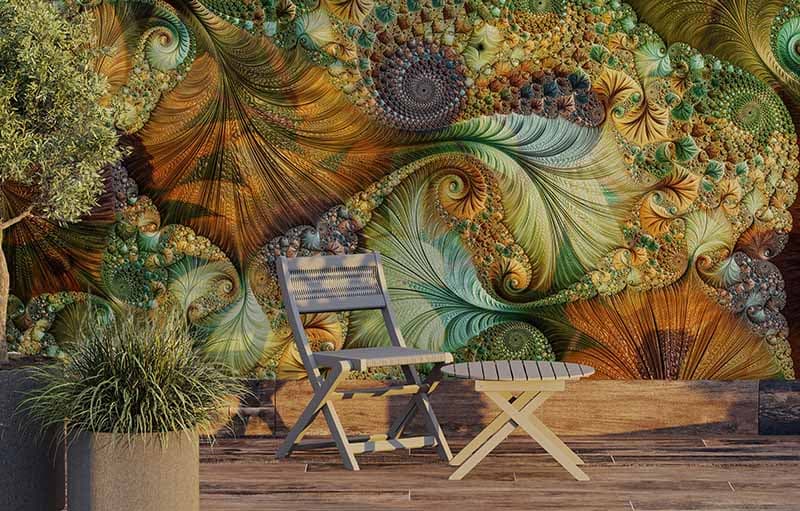 Intricate Fractals Design Wallpaper Mural shown in a room