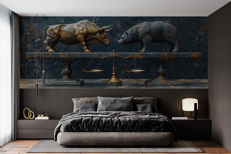 Bearish or Bullish Wall Mural Wallpaper shown in a room