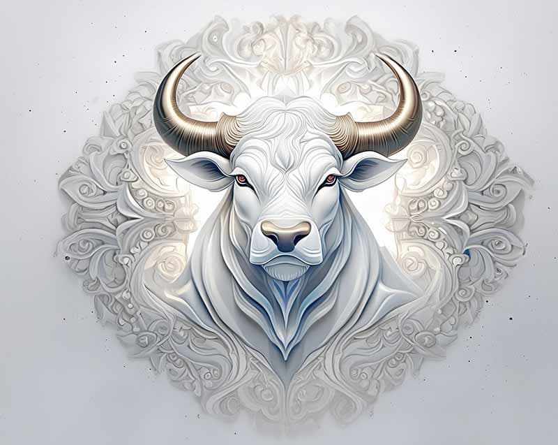 Elegant Bull Head Sculpture Wallpaper Mural pattern detail