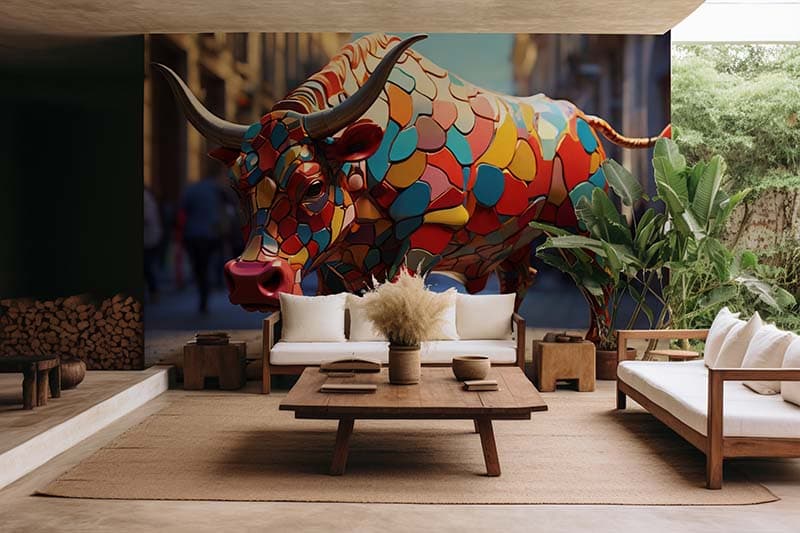 Monumental Bull Majesty Wallpaper Mural shown in a room