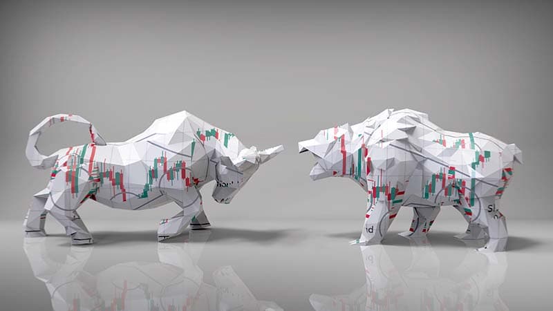 Polygon Bull and Bear in Market Wallpaper Mural pattern detail