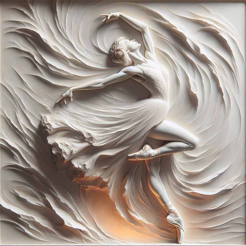 Dancing Ballerina Sculpture Mural Wallpaper pattern detail