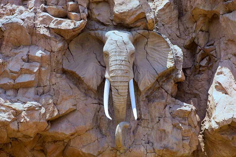 Elephant Carved in Rocks Wallpaper Mural pattern detail