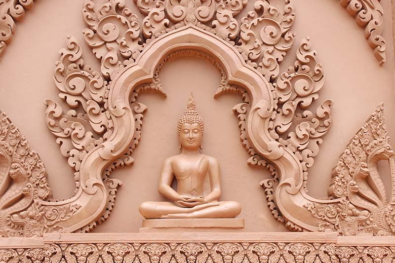 Thai Art Style Buddha Temple Mural Wallpaper pattern detail