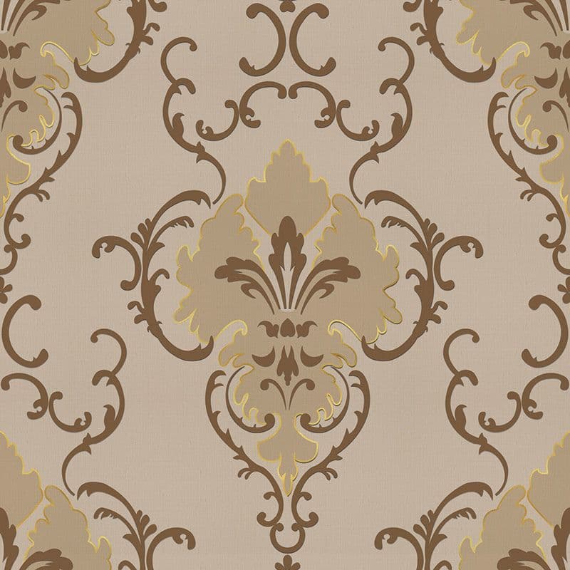 Caramel Classic Damask Wallpaper Mural, Customized pattern detail