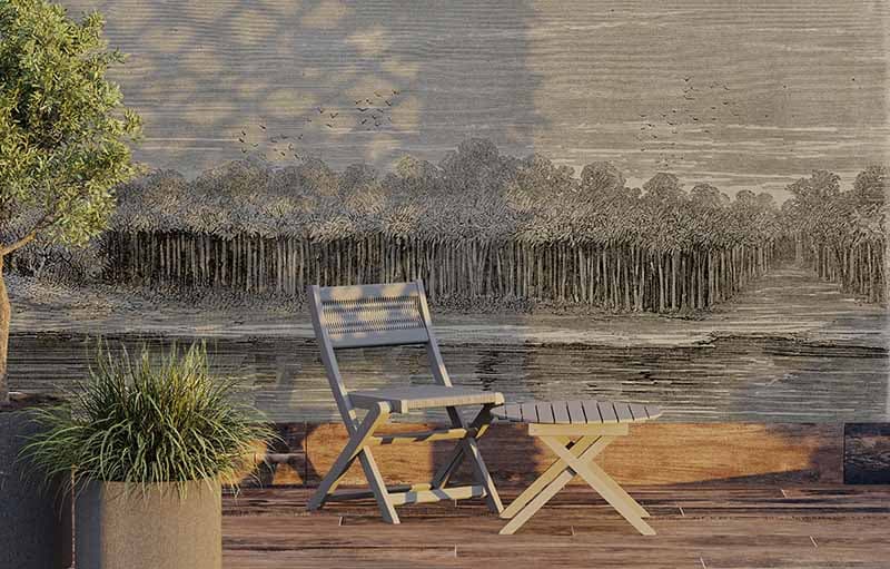 Amazon River Bank Vegetation Wallpaper Mural shown in a room