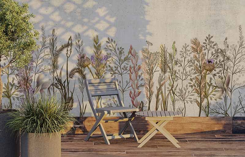 Amazonian Botanical Wallpaper Mural shown in a room